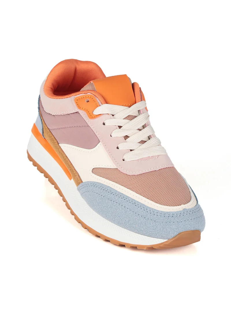 Sneakers multicolor donna con platform - rosa
