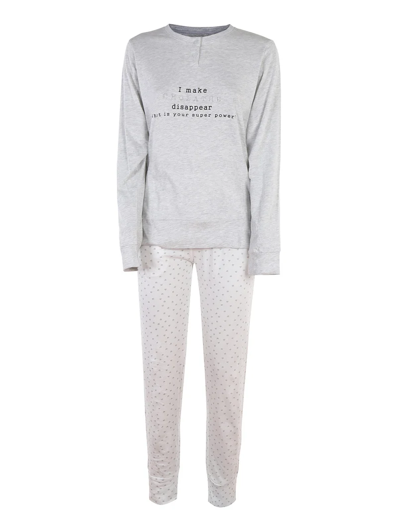 Pigiama lungo da donna in cotone - grigio