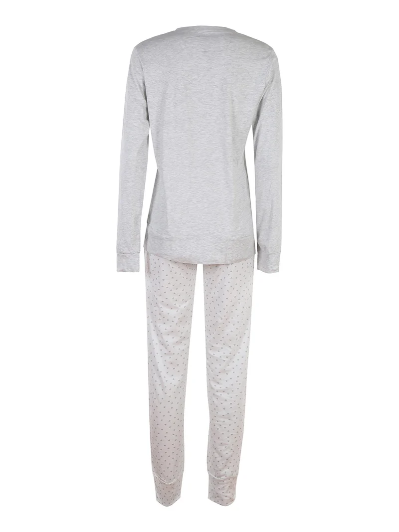 Pigiama lungo da donna in cotone - grigio