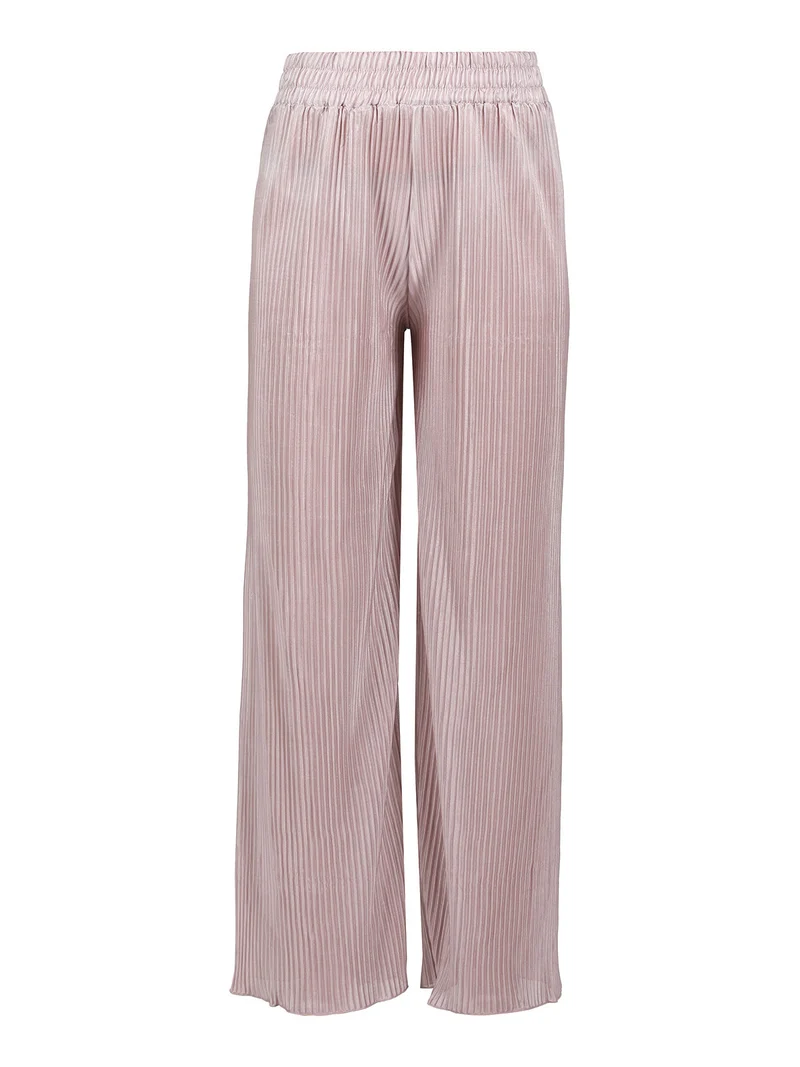 Pantaloni donna leggeri a palazzo plissettati - rosa