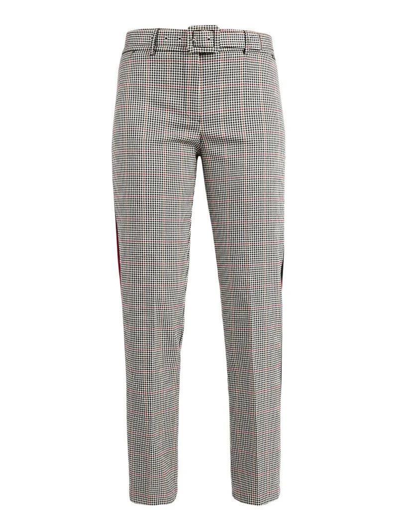 Pantaloni pied de poule con strisce laterali - grigio