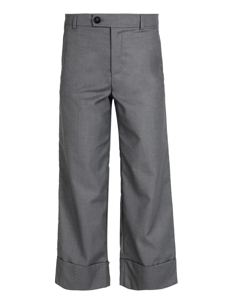 Pantaloni da donna a gamba larga con risvolto alto sul finale - grigio
