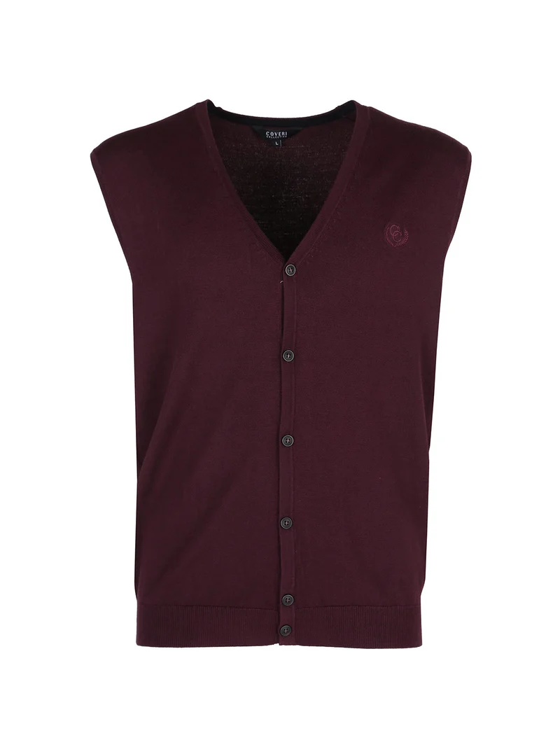 Gilet in maglia da uomo con bottoni - bordeaux