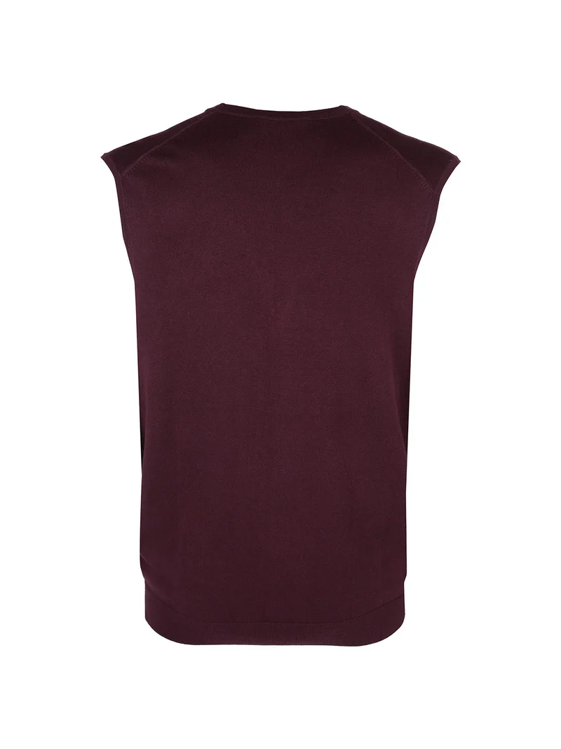 Gilet in maglia da uomo con bottoni - bordeaux