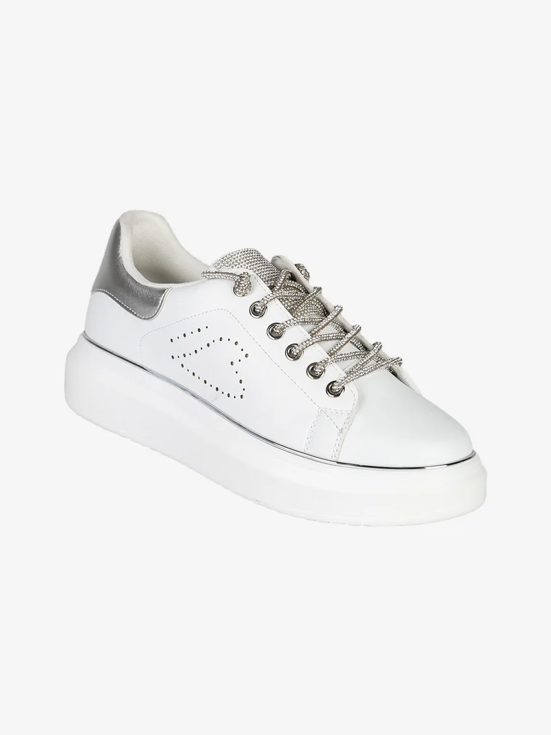 Sneakers gioiello da donna con platform - bianco