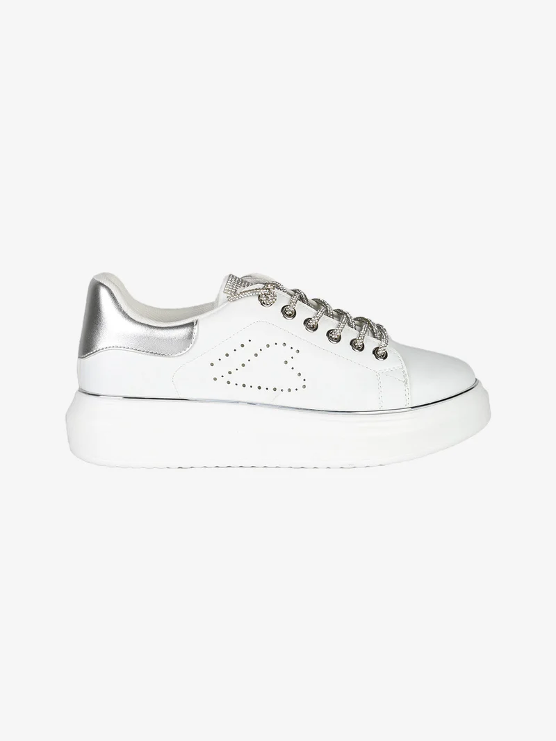 Sneakers gioiello da donna con platform - bianco