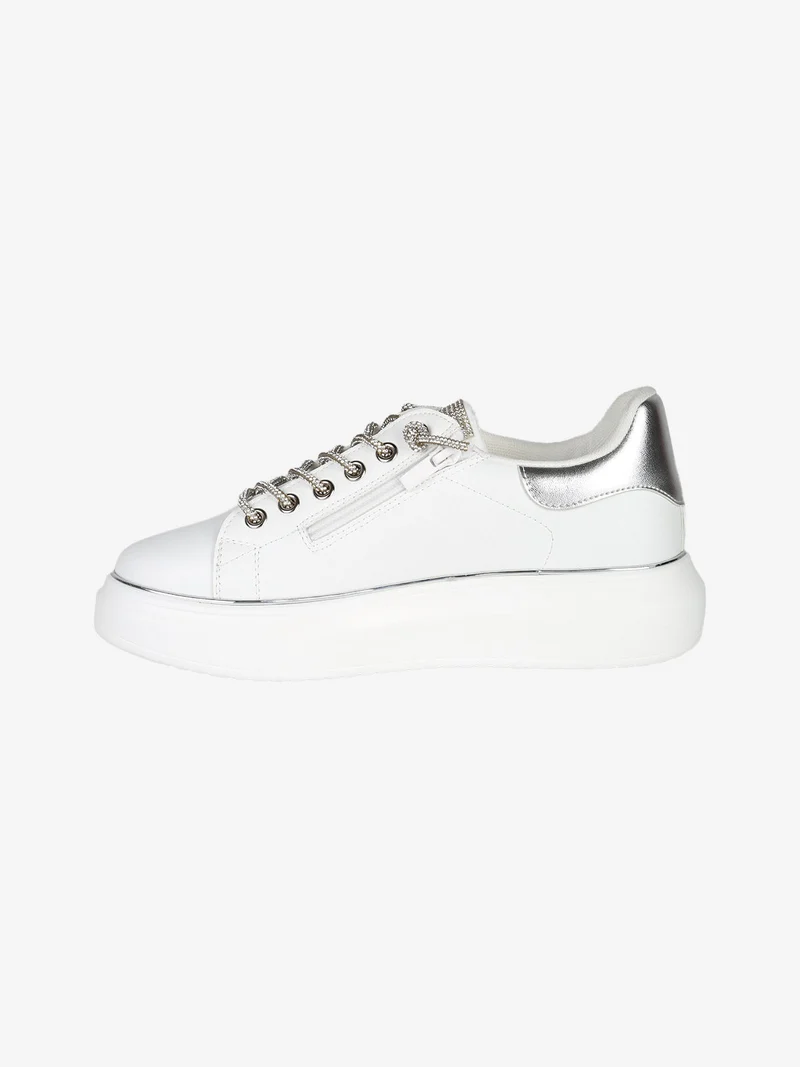 Sneakers gioiello da donna con platform - bianco
