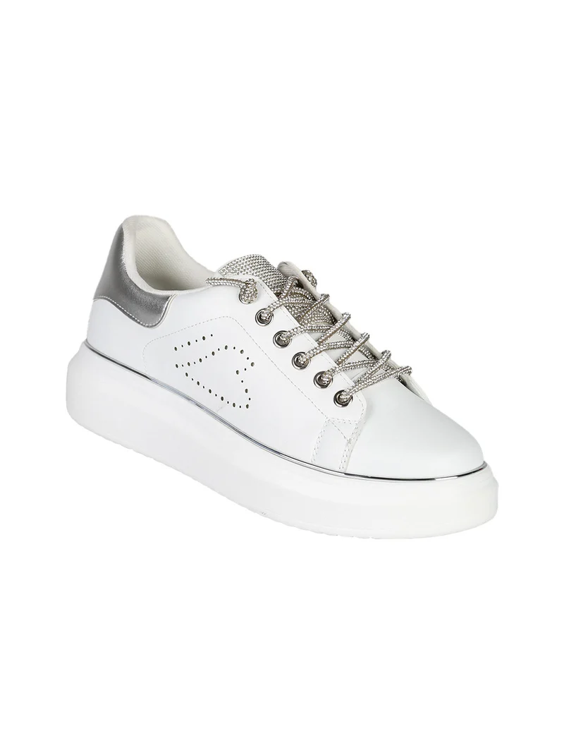 Sneakers gioiello da donna con platform - bianco