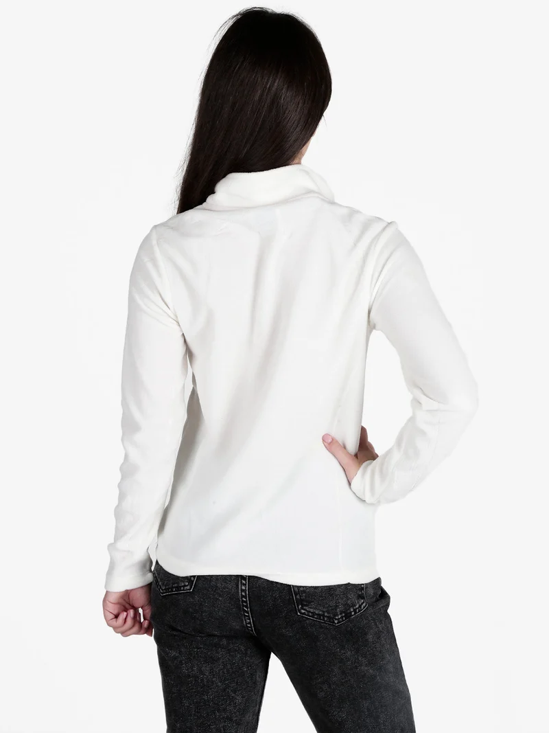 Felpa donna in micropile mezza zip - bianco