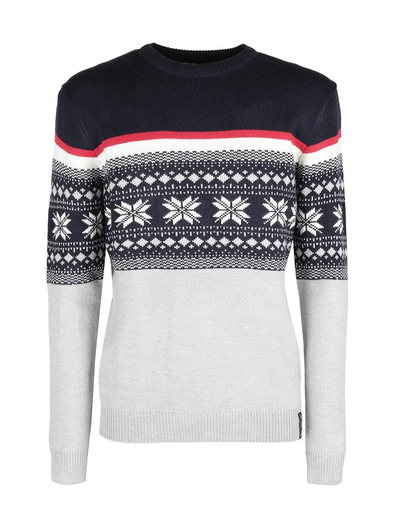 Maglione girocollo da uomo con stampe - blu scuro