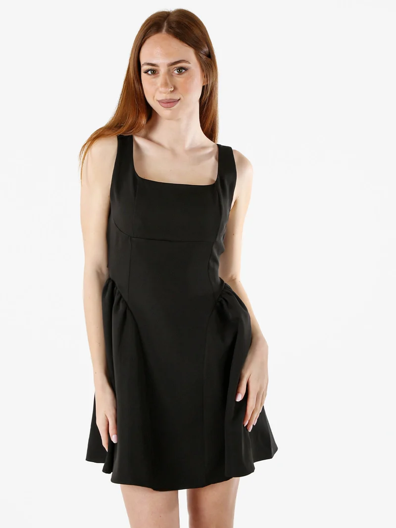 Vestito donna a spalla stretta con scollo quadrato - nero