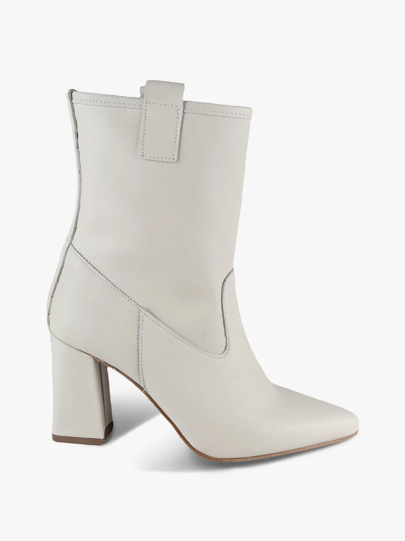 Tronchetti in pelle da donna con tacco largo - bianco