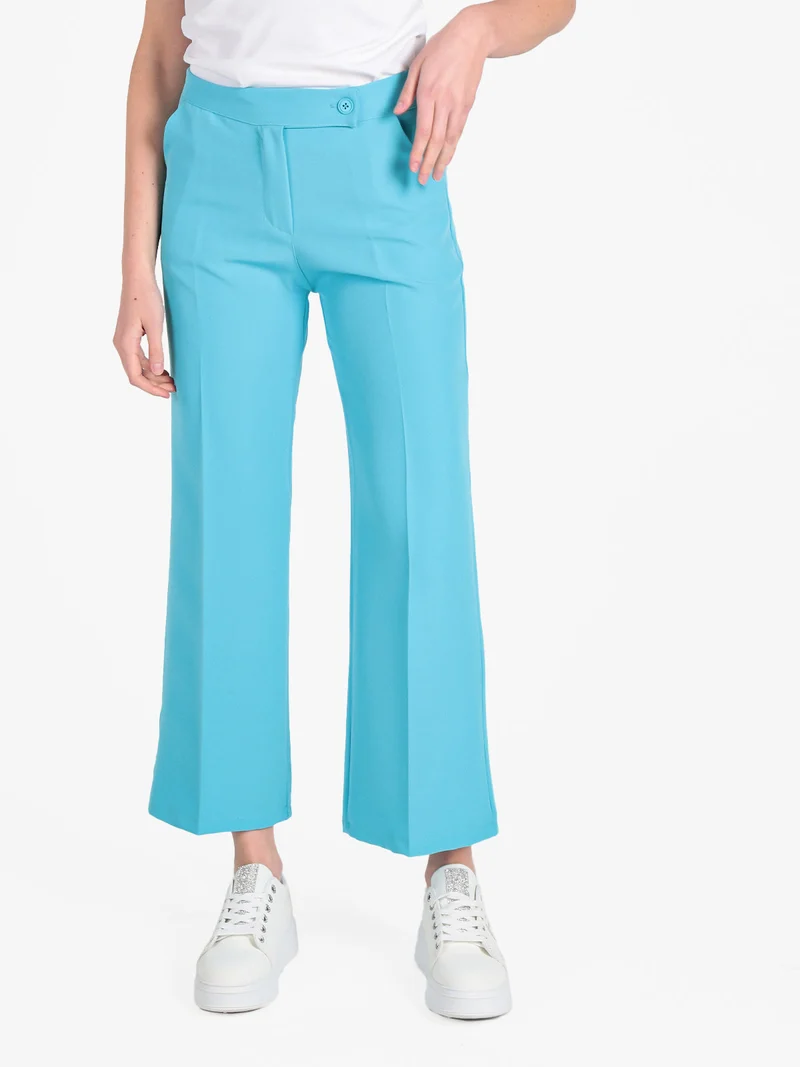 Pantaloni classici da donna a palazzo - azzurro