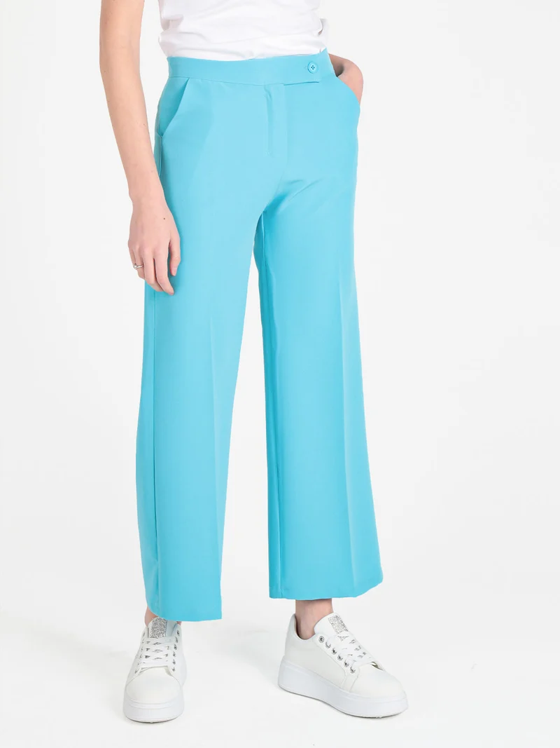 Pantaloni classici da donna a palazzo - azzurro