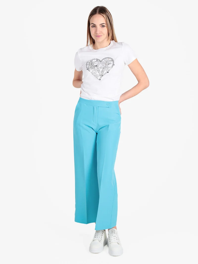 Pantaloni classici da donna a palazzo - azzurro