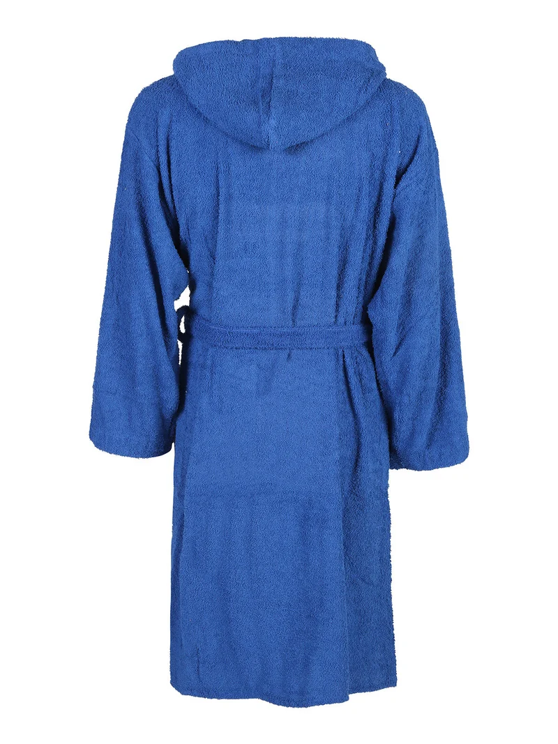 Accappatoio unisex in spugna con cappuccio - blu