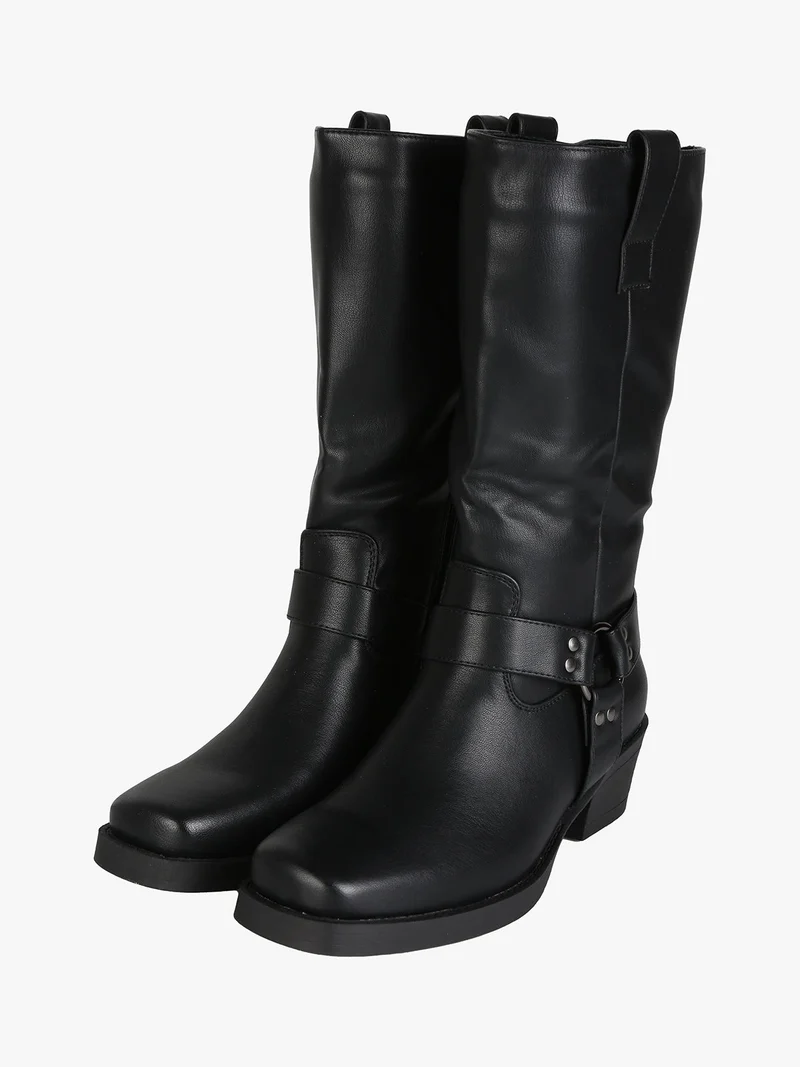 Stivali donna con punta quadrata - nero