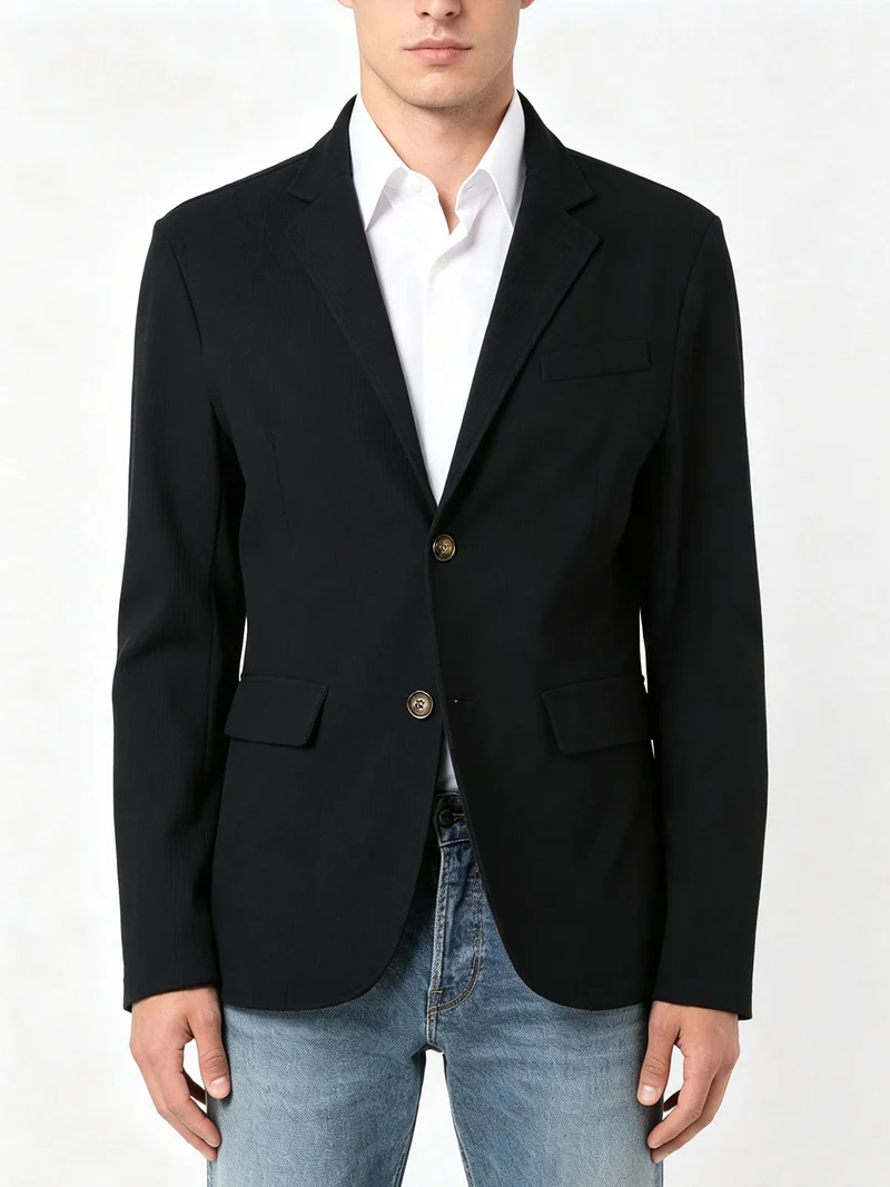 Blazer casual da uomo con bottoni - nero