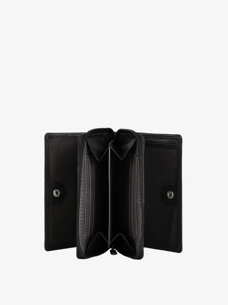 Portafoglio in pelle da donna a libro - nero