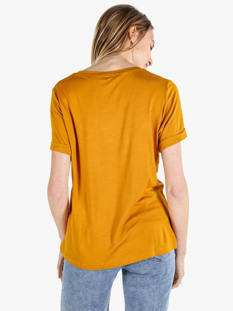 T-shirt da donna con strass - cuoio