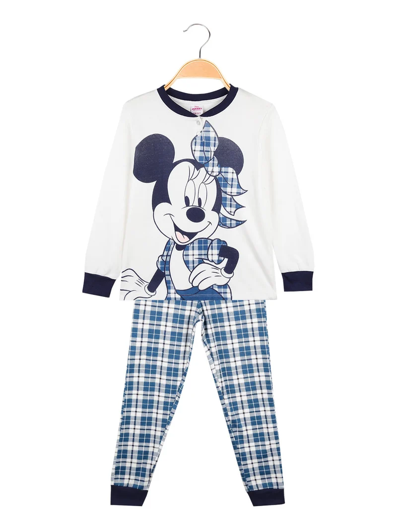Minnie pigiama lungo da bambina in caldo cotone - panna