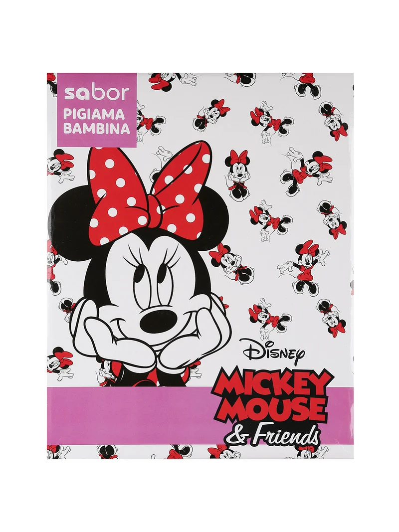 Minnie pigiama lungo da bambina in caldo cotone - panna