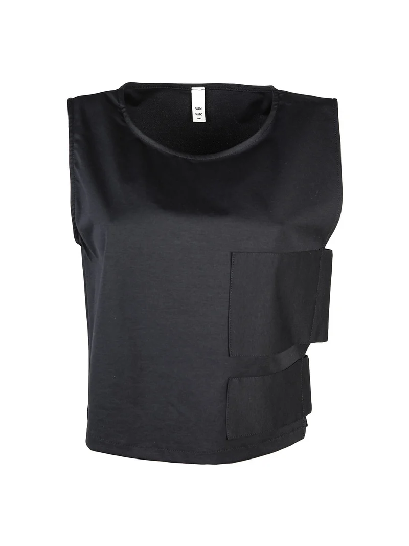 Top donna oversize in misto cotone - nero