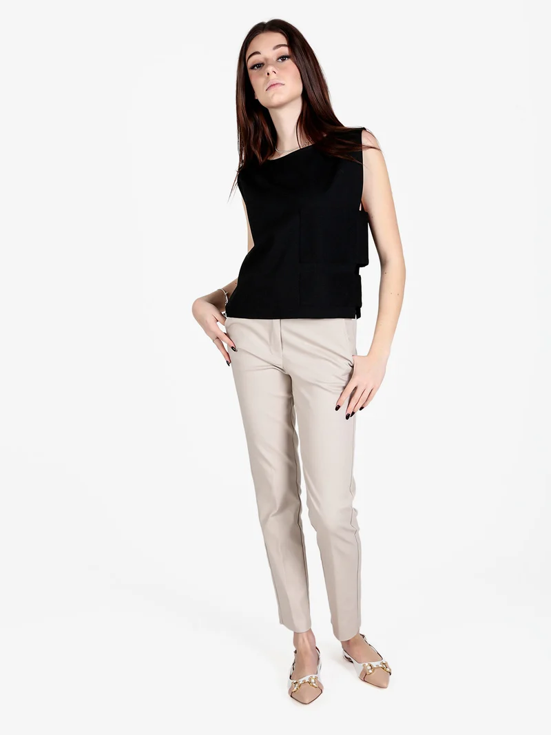 Top donna oversize in misto cotone - nero