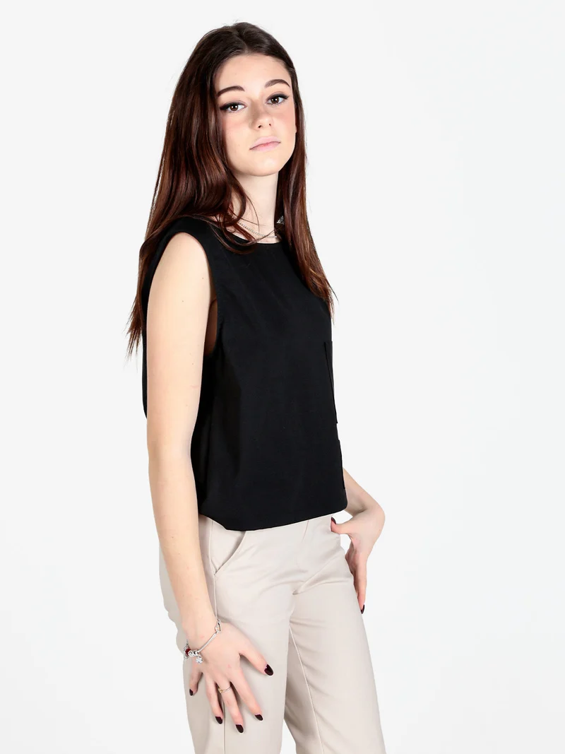 Top donna oversize in misto cotone - nero