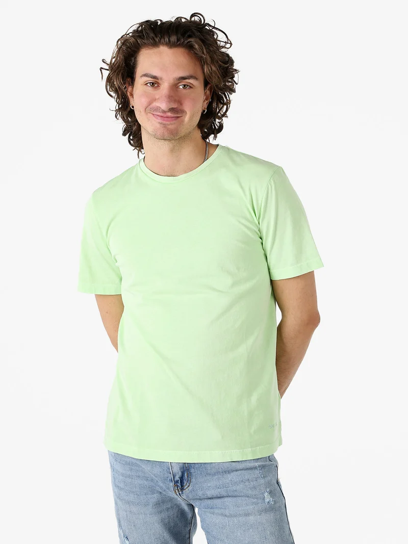 T-shirt girocollo da uomo in cotone - acqua marina
