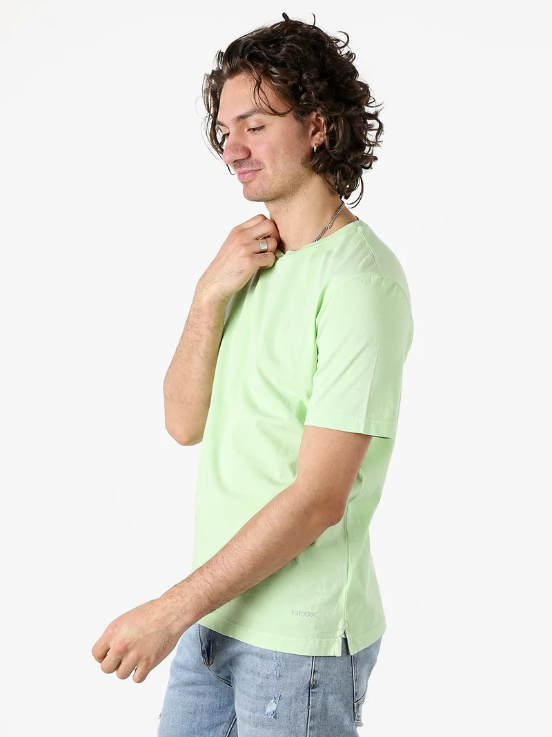 T-shirt girocollo da uomo in cotone - acqua marina