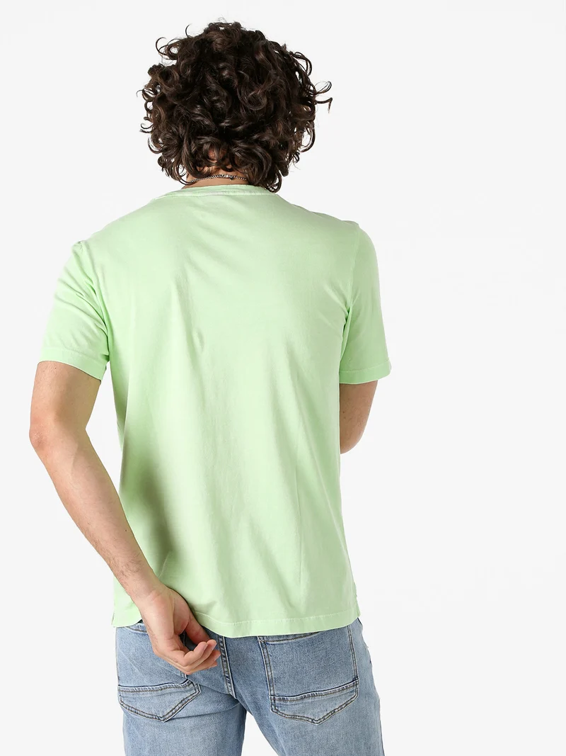 T-shirt girocollo da uomo in cotone - acqua marina