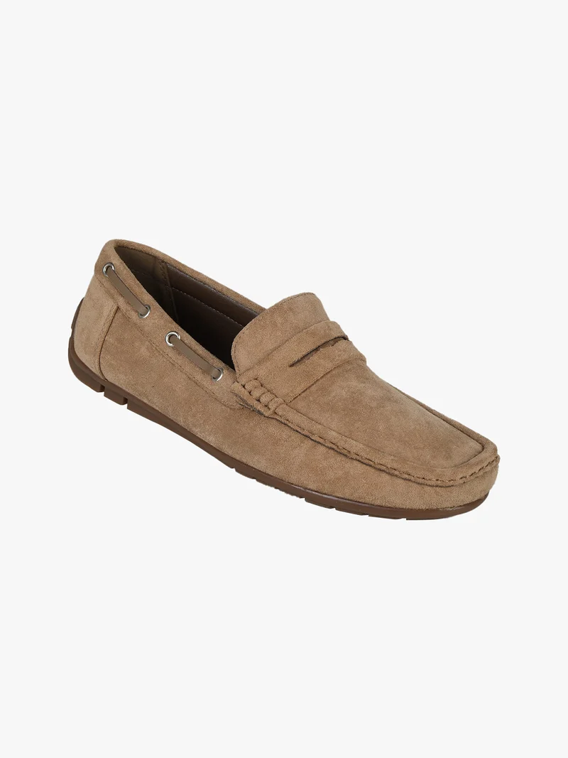 Mocassini da uomo in tessuto scamosciato - khaki