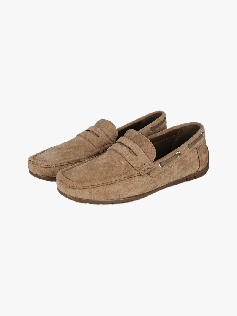 Mocassini da uomo in tessuto scamosciato - khaki