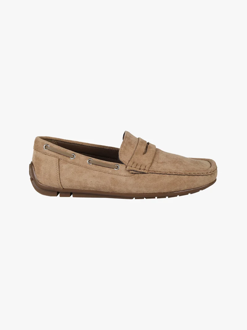 Mocassini da uomo in tessuto scamosciato - khaki