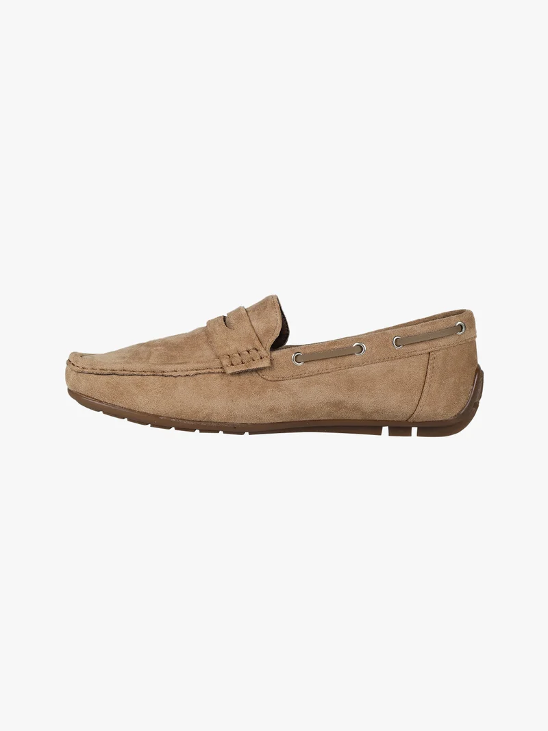 Mocassini da uomo in tessuto scamosciato - khaki