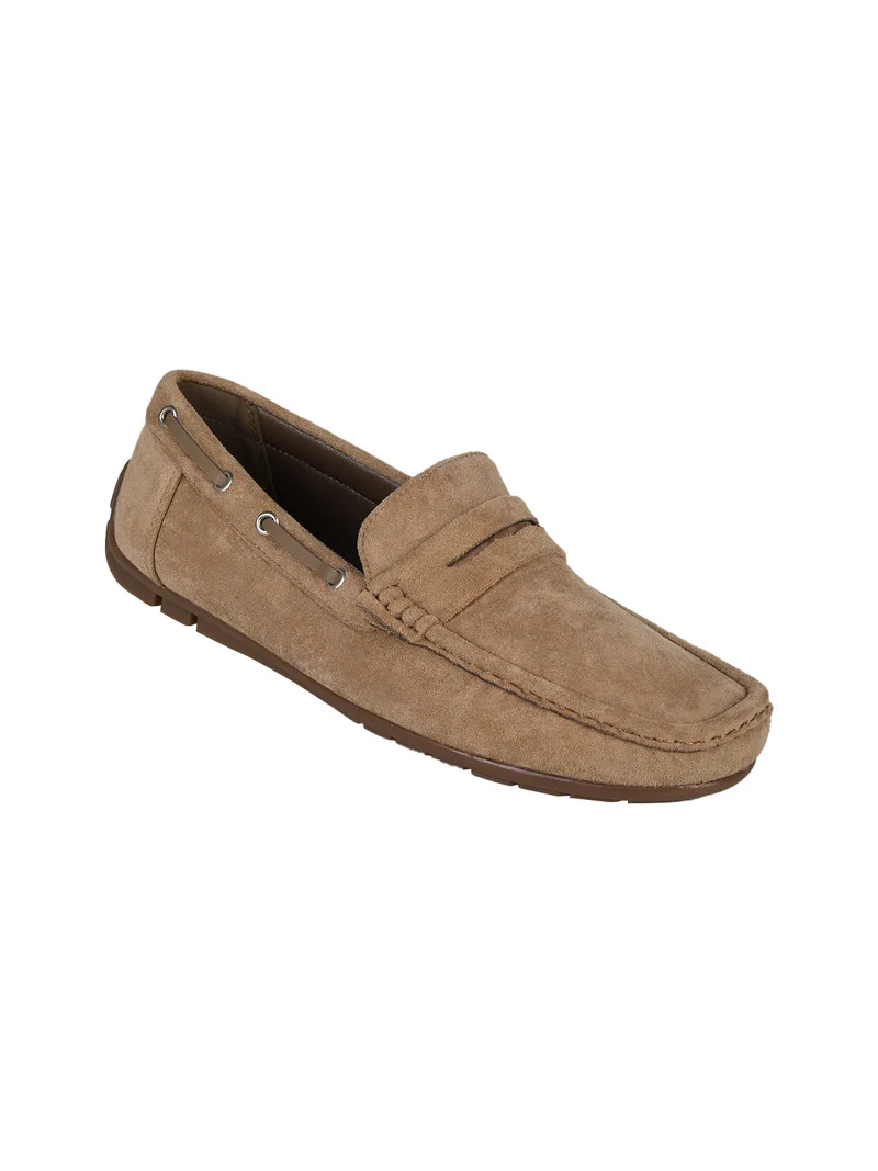 Mocassini da uomo in tessuto scamosciato - khaki
