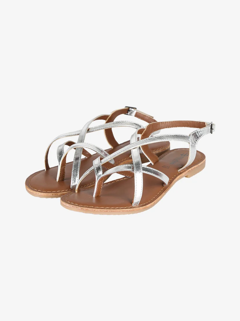 Sandali infradito da donna in pelle - argento