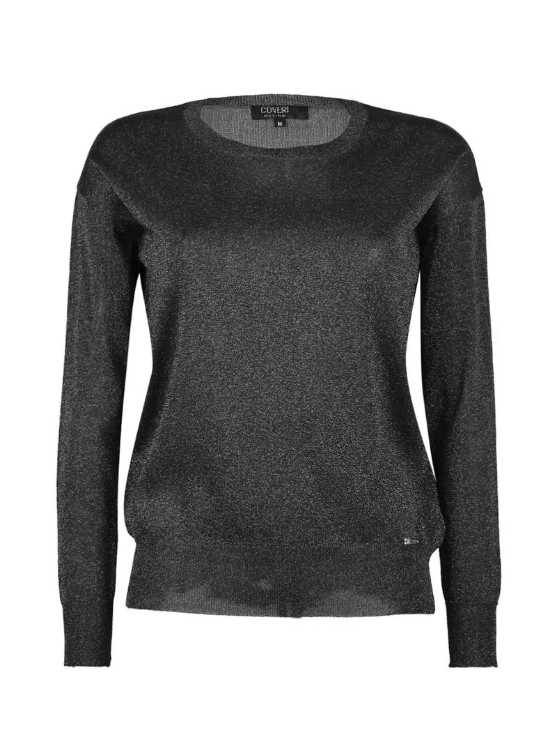 Maglia girocollo donna in lurex - nero