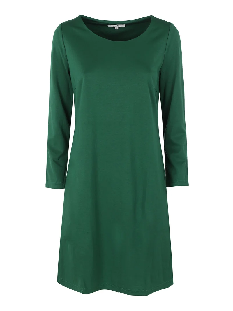 Vestito da donna a maniche lunghe in tinta unita - verde