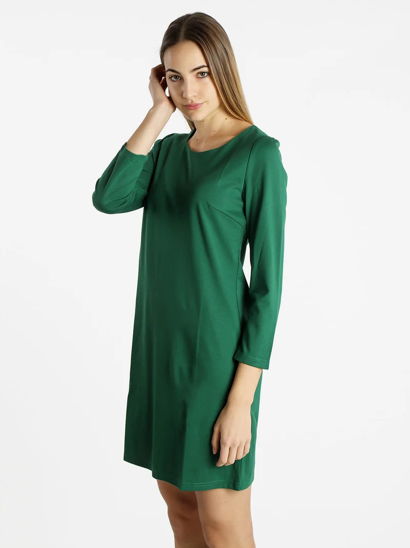 Vestito da donna a maniche lunghe in tinta unita - verde
