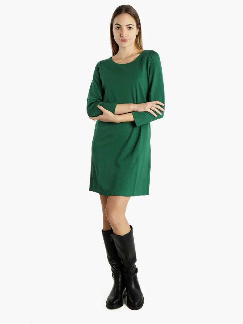Vestito da donna a maniche lunghe in tinta unita - verde