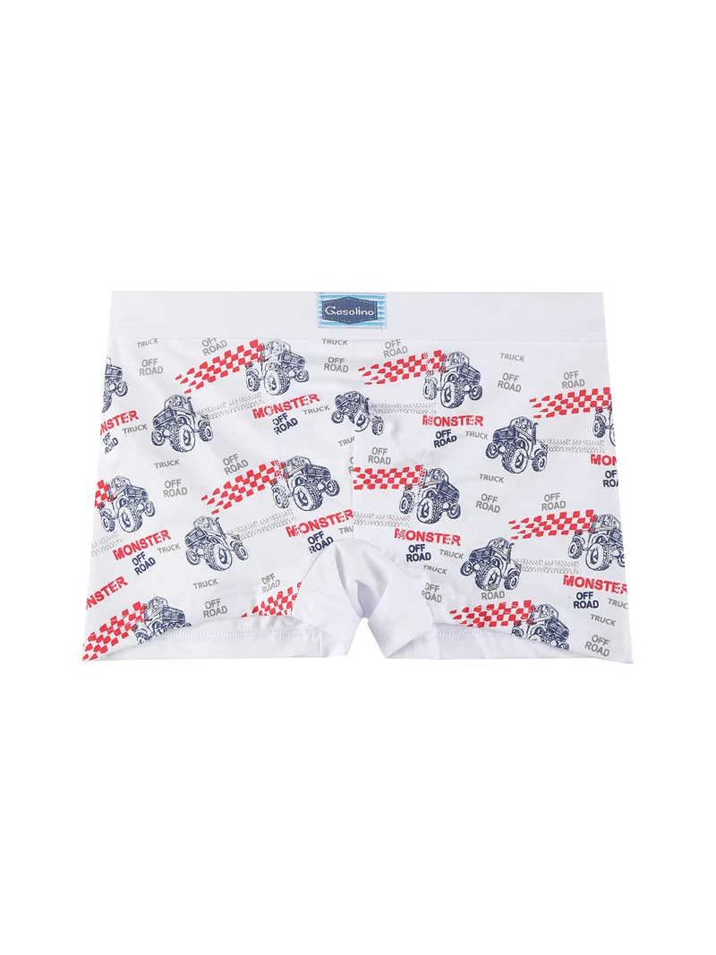Boxer da bambino con disegni e scritte - bianco