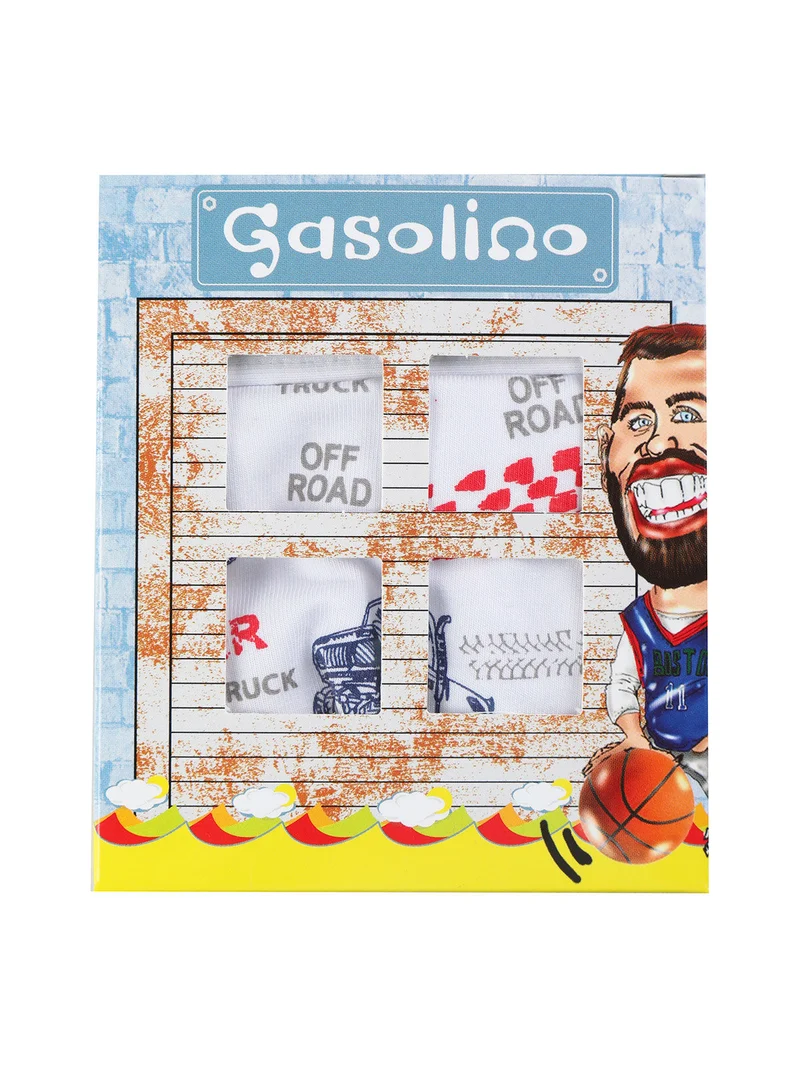 Boxer da bambino con disegni e scritte - bianco