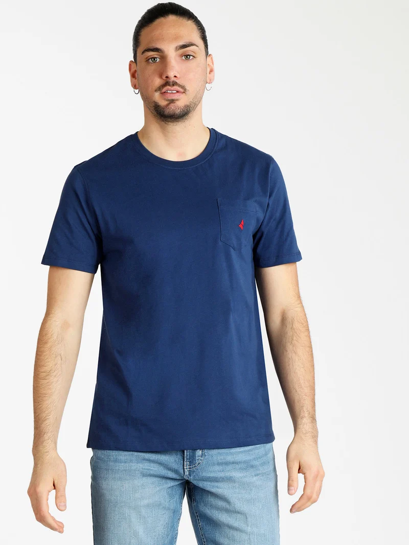 T-shirt uomo manica corta con taschino - blu