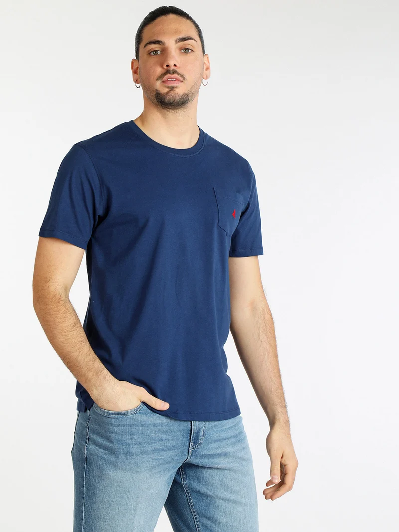 T-shirt uomo manica corta con taschino - blu