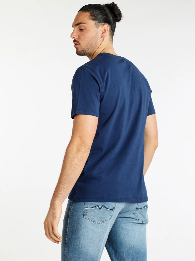 T-shirt uomo manica corta con taschino - blu