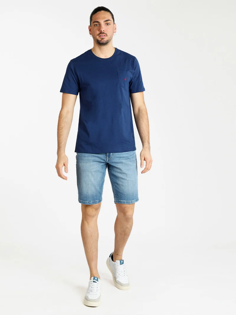 T-shirt uomo manica corta con taschino - blu