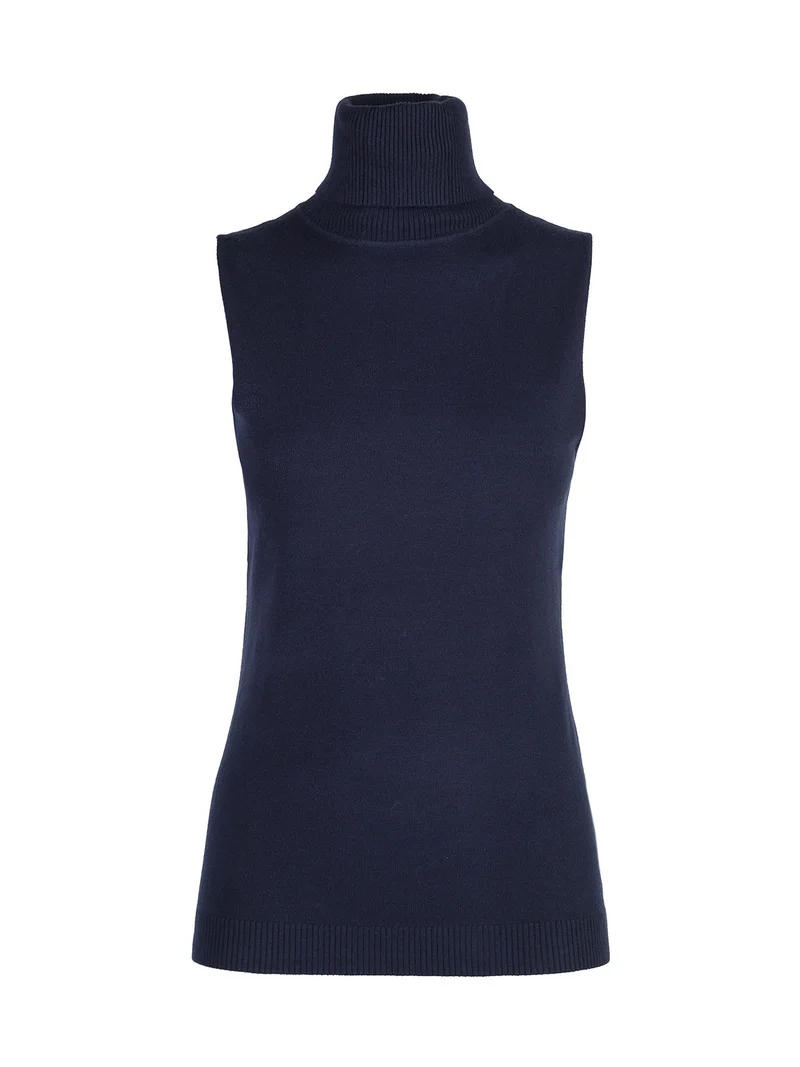 Maglia dolcevita donna smanicata - blu scuro
