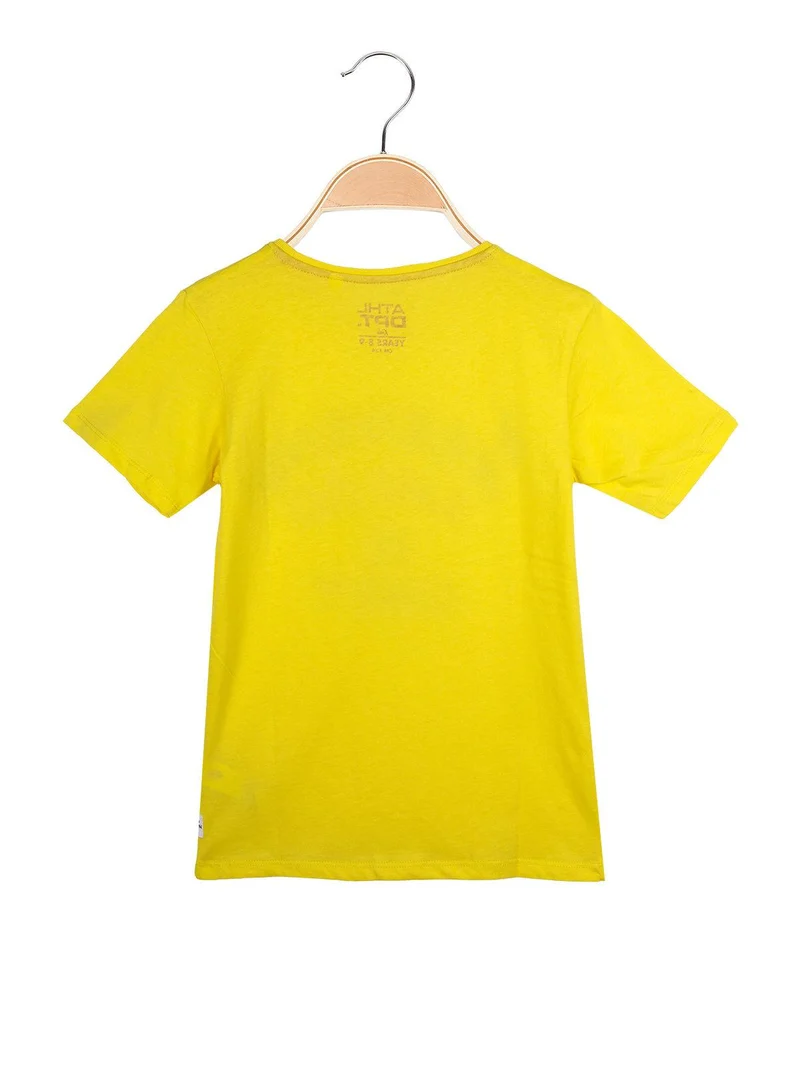 T-shirt con scirtte in cotone - giallo